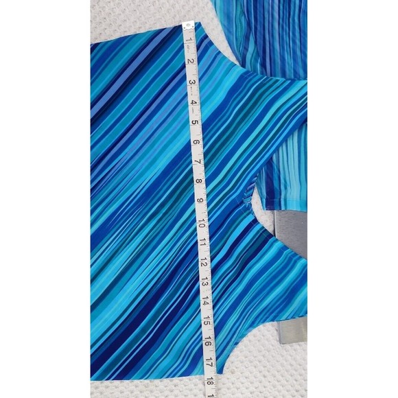 2 pc Virgo Petite Womens‎ 6P Sheer Blouse Long Sleeves Turquoise Shell Buttons - Picture 8 of 16